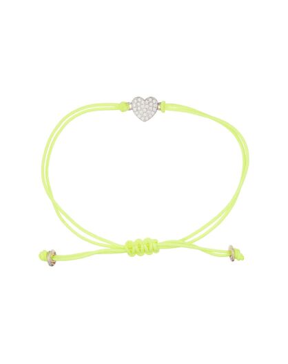 Bracelet Coeur en Argent cordon vert